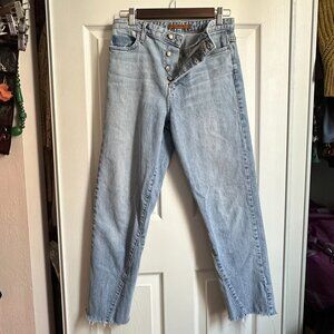 Joe's Jeans Size 29 The Debbie High Rise Straight Button Fly Light Wash Raw Hem